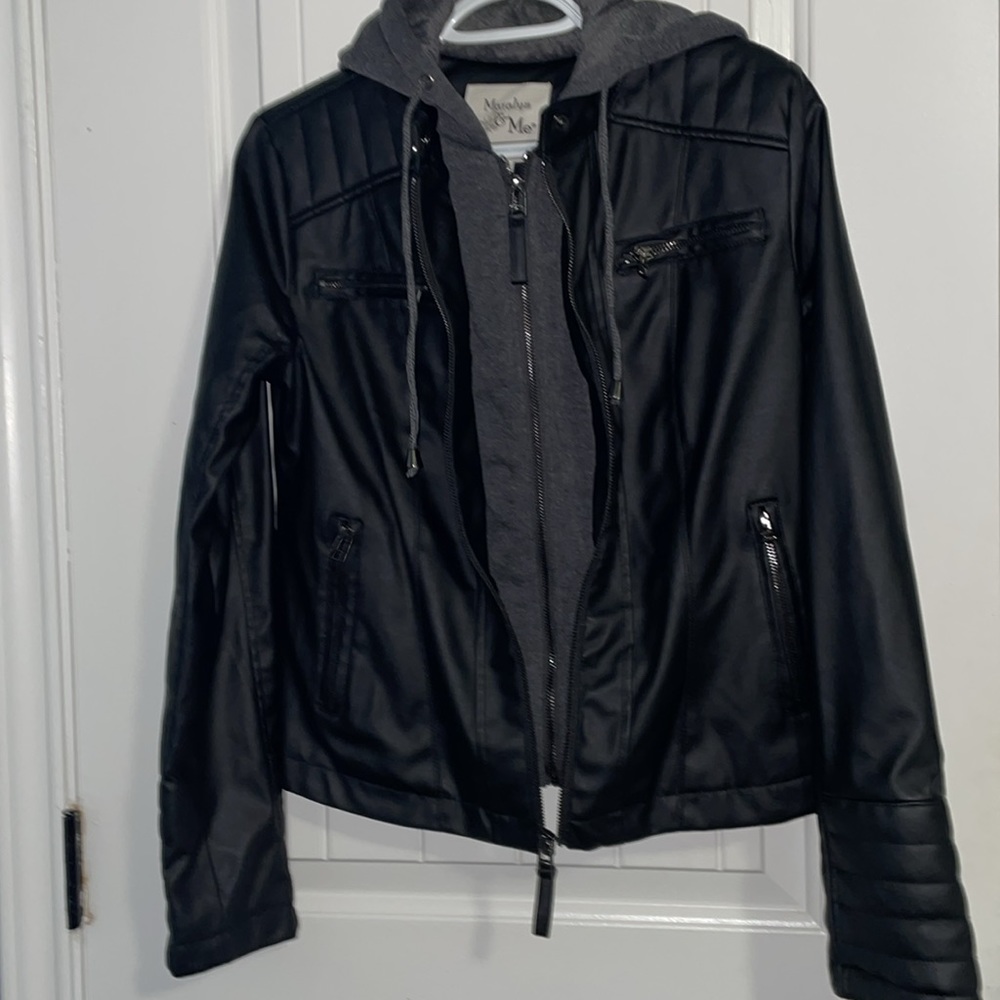 Maralyn & Me Black Faux Leather Jacket Small